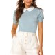 thumbnail image 5 of INSPIRE CHIC Blusa Vintage de Mujer para Regreso a Clases con Cuello Peter Pan en Contraste y Mangas Cortas Abullonadas L Azul, 5 of 7