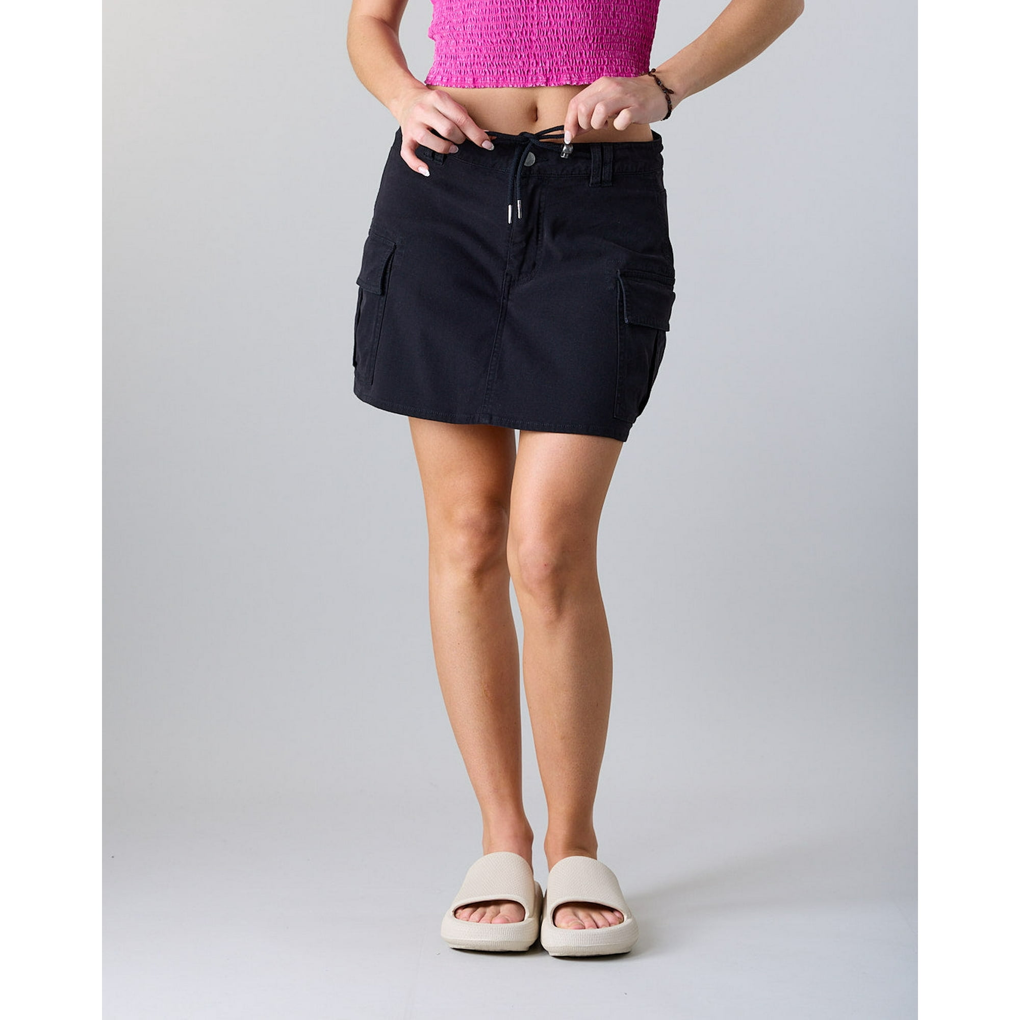 Falda Cargo Mujer Canvas Con Short Interior Negro Polemic