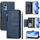 thumbnail image 2 of Funda tipo cartera para Ulefone Note 14 con bolsillo con cremallera, tarjetero, soporte, correa para la muñeca y tapa de cuero azul, 2 of 5