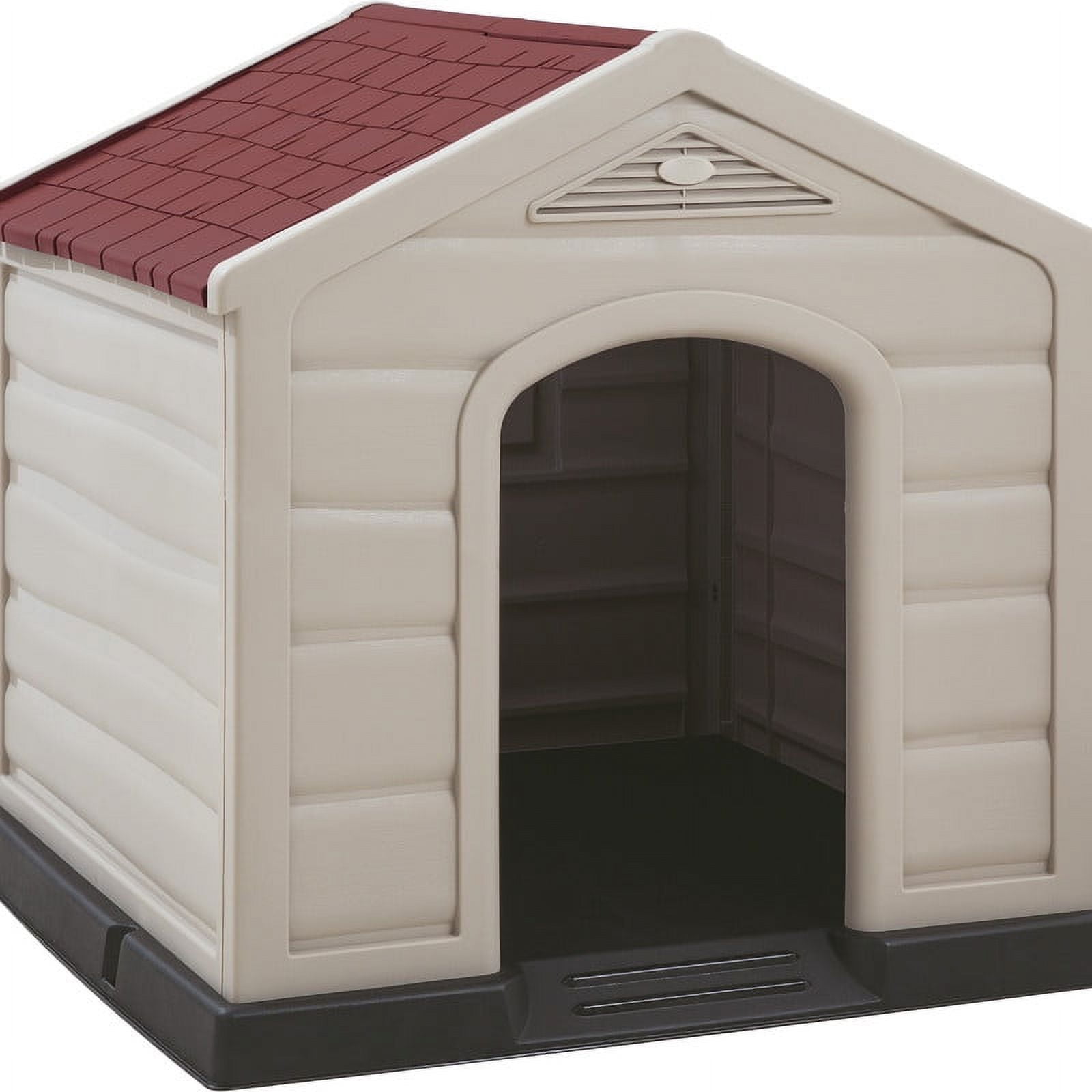 Rimax - Casa Para Perro Grande Taupe Techo Rojo 92x90x89 Cms