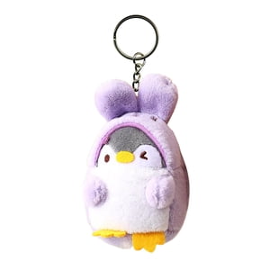 Magideal - Creativo Pingüino Muñeca Llavero Colgante Adorable Coche Llaveros Colgante Mochila Decoración Coche Llavero Mujer Bolso Accesorios Para Monedero Hogar Oreja Larga Violeta