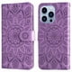 thumbnail image 1 of Funda tipo cartera FOXDOCK para iPhone 13 Pro , diseño girasol en relieve, cuero PU, cierre magnético, soporte y tarjetero, 1 of 5
