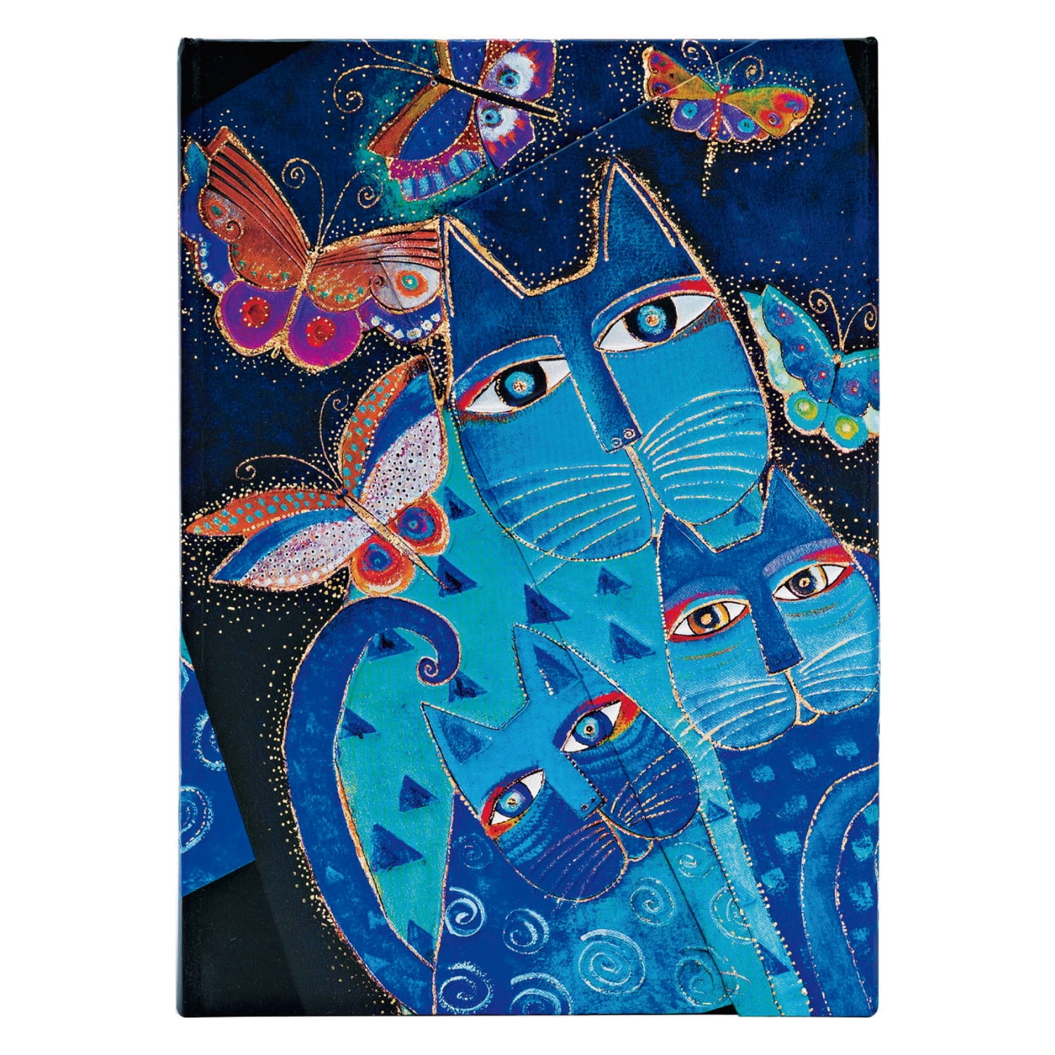 Paperblanks - Libreta Blue Cats & Butterflies Midi Tapa Dura