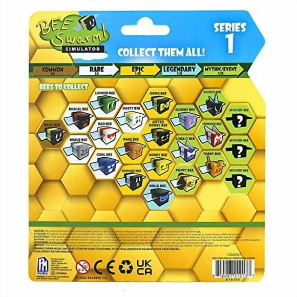 Bee Swarm Simulator - Paquete de figuras de acción de oso gomoso con estuche Mystery Bee y Bee Swarm Simulator Bee Swarm Simulator