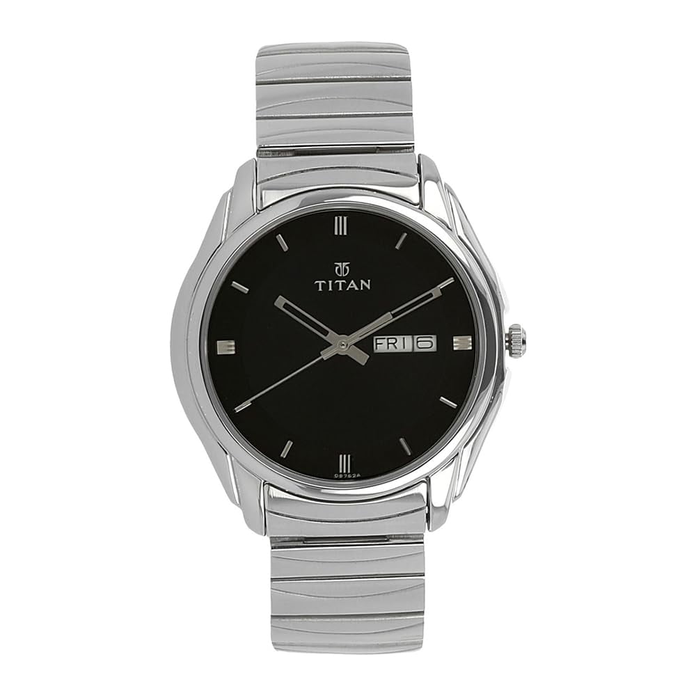 Reloj Titan Ns1578sm04 Analógico De Cuarzo Con Día Y Fecha, Acero