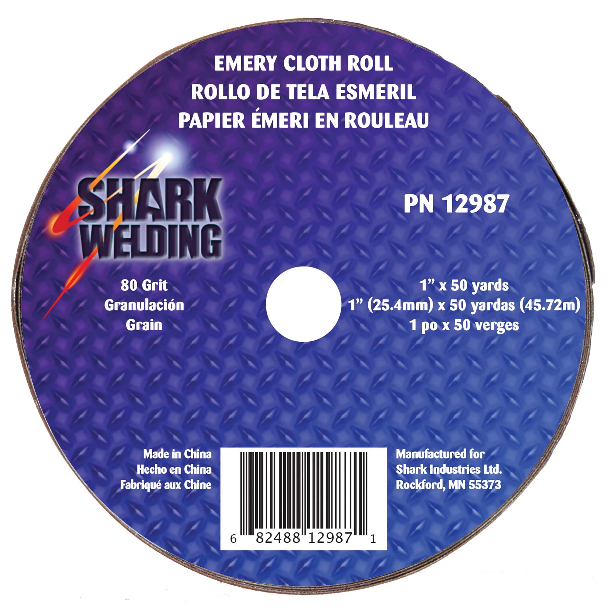 Rollo Emery Cloth Shark 12987, 80 Granos, Óxido De Aluminio De 1 Pulgada X 45 M
