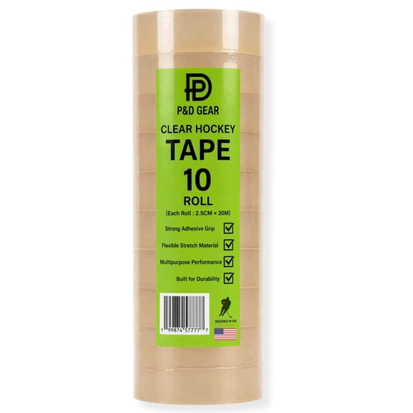 Cinta para hockey P&D Gear transparente, paquete de 10, para jugadores de hockey