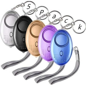 Veatool - Pack De 5 Alarmas Personales De 130Db - Llavero De Autodefensa Con Luz Led - Ideal Para Niños, Mujeres, Ancianos Y Trabajadores Nocturnos - Seguridad Y Emergencia