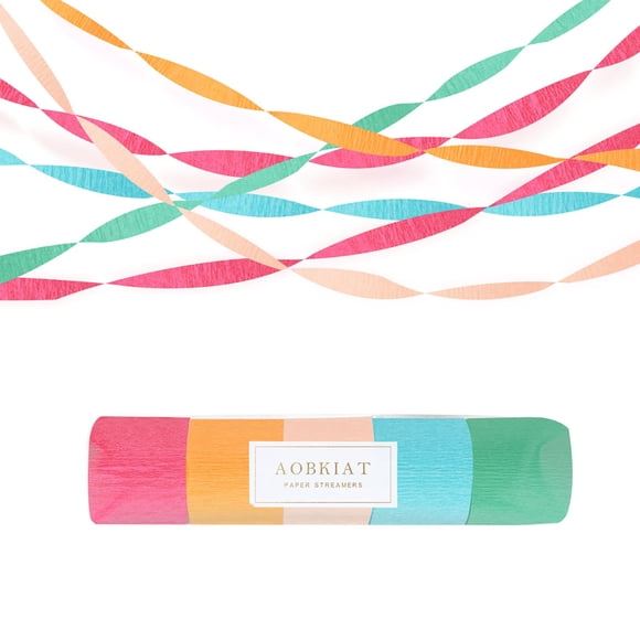 Papel crepé Party Streamers AOBKIAT Rainbow, 5 rollos de 81 pies