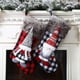 thumbnail image 1 of 2 medias navideñas de 48 x 28 cm, diseño de búfalo a cuadros, con diseño de gnomo sueco y Papá Noel, para colgar en la chimenea, bolsas de regalo para dulces, decoración para fiestas, color negro y ro, 1 of 7