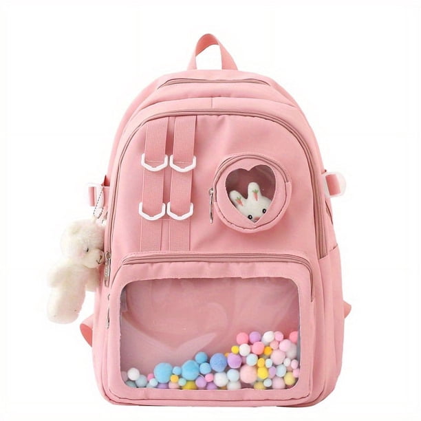 Stylish & Durable Kawaii Heart Pocket Backpack - Perfect for Teen Girls On-the-Go!
