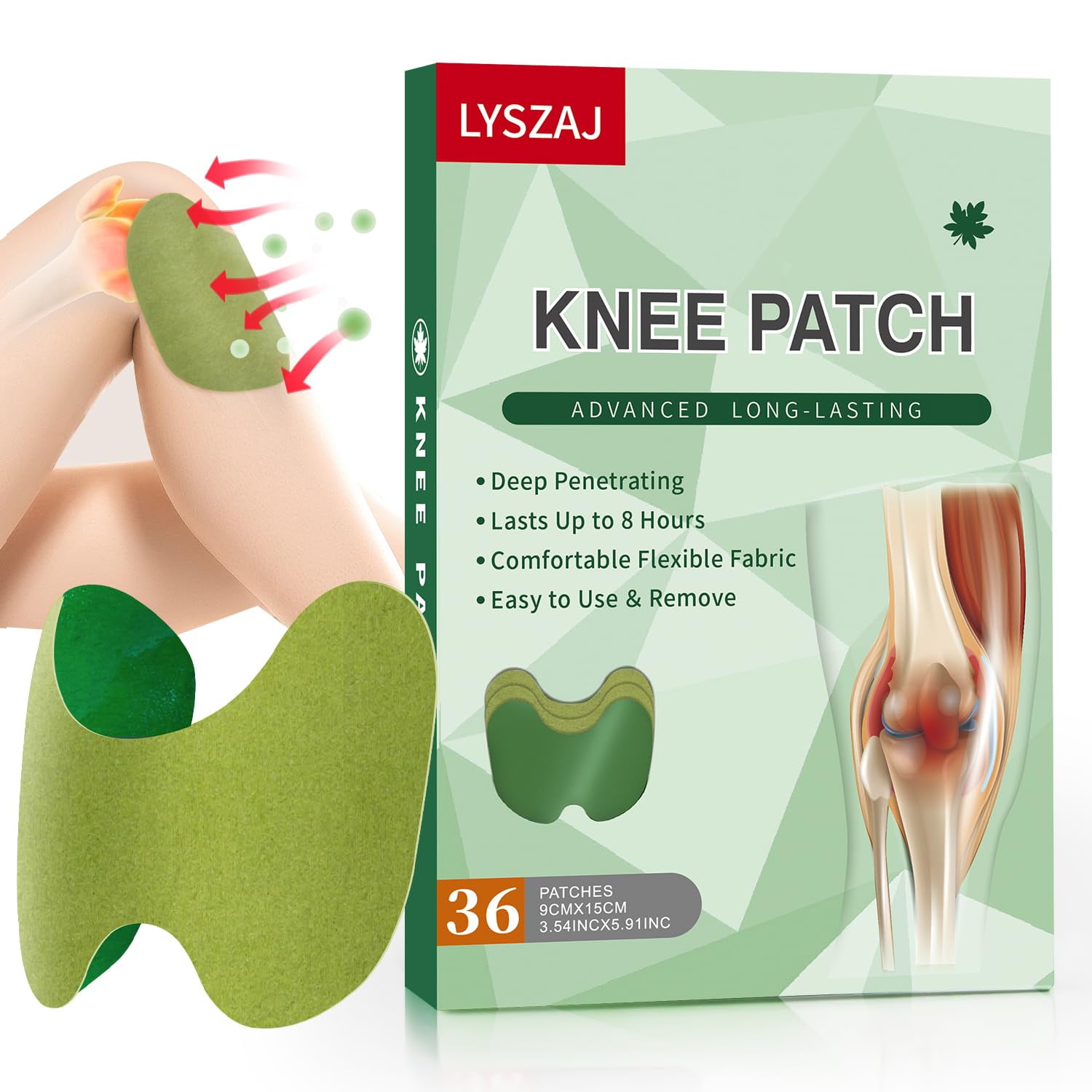Knee Patches Ymxsys, 36 Unidades, Extracto De Ajenjo, 8 Horas De Calor