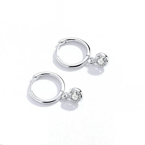 Aros Plata Mujer Argolla Circon Gemma