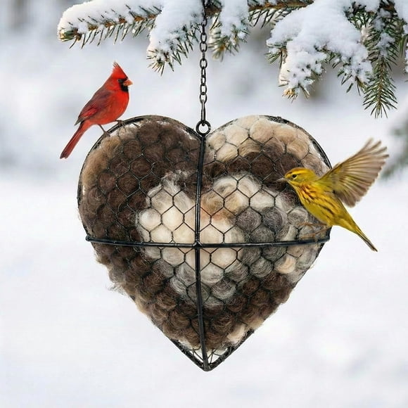 Corazón Para Nido De Aves Con Fibra De Alpaca Recargable