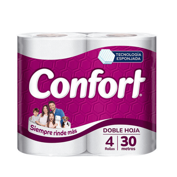 Papel Higienico Confort 30 Metros Paquete de 4 Unidades