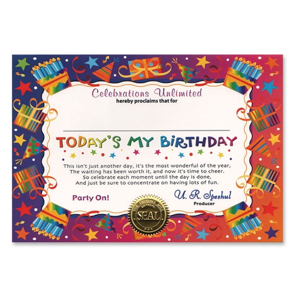 Certificado Beistle Today's My Birthday Party (paquete de 6)