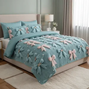 Casadeliacl - Cubrecama 5D Tfi Para Colchón 2 Plazas, Diseño Elegante Verde Claro 9