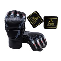Magideal - Guantes De Boxeo De Medio , Guantes De Sparring, Manoplas Para Mma, Guantes De Lucha De Boxeo Con Absorción De Impacto, Guantes Mma Para Agarre Mu Negro