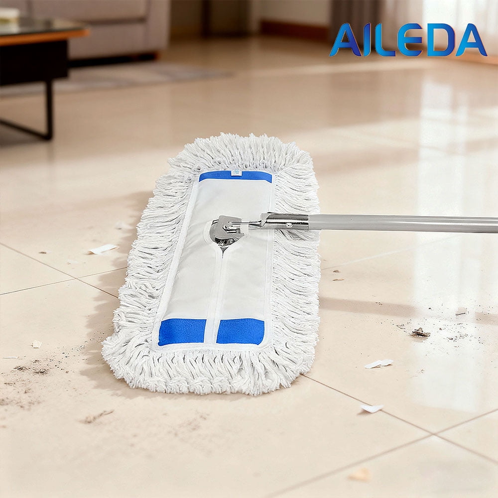 Mopa Plana De Algodón De Aileda, Mango De Aluminio, Longitud 128cm ,de 76 Cm Cabezal De Mopa