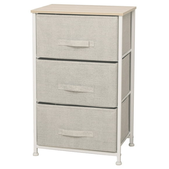 Cajonera Velador Organizador 3 Cajones Metal Madera Tela