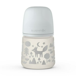 Suavinex - Mamadera Gris Fox De 150Ml Con Tetina Fisiologica Sx Pro Flujo Lento +0 Meses