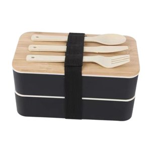 Bothyi - Fiambrera Japonesa Bento Box Eastic Band De Madera Para El Lugar De Trabajo, Senderismo, Restaurante, Negro