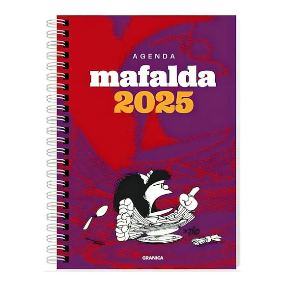 Agenda Mafalda 2025 Anillada Feminista Violeta rojo Quino