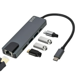 Hub Usb-C Adaptador Multipuerto 5 En 1 Macbook Windows Levo Gris