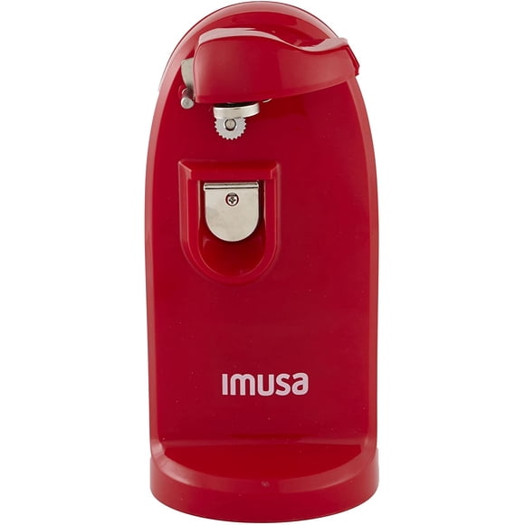 IMUSA USA Abrelatas Eléctrico con Abrebotellas y Afilador de Cuchillos, Rojo