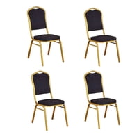 Crusec - Pack 4 Silla Tapizada Eventos Fiestas Conferencias Comedor - Negro