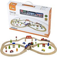 Viga - Juguete Madera Pista De Trenes Con Accesorios 49 Pz