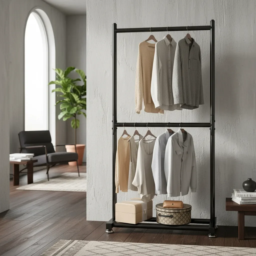 Casadeliacl - Perchero Organizador De Ropa Doble Piso 180x80x40 Cm Mp Negro