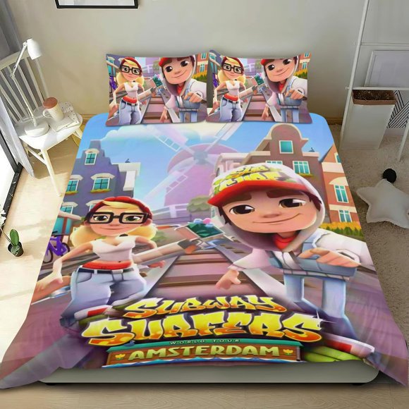 Juego de Funda de Plumón Temático Subway Surfers Desmarcar 3 Piezas 135x200 cm