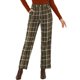 thumbnail image 1 of INSPIRE CHIC Pantalones Largos Rectos con Cintura Elástica de Botón y Cremallera a Cuadros para Mujer Regreso a Clases M Verde Militar, 1 of 6