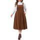 thumbnail image 2 of Agnes Orinda Disfraces de Halloween para Mujeres Tallas Grandes Vestido Peto de Pana con Tirantes Ajustables Vintage Cómodo Otoño Invierno Vestidos de Peto Plisados con Bolsillos 1X Marrón, 2 of 6