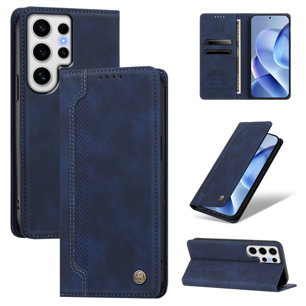 Funda Billetera para Samsung Galaxy S24 Ultra Imán y Resistente Azul