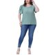thumbnail image 2 of Agnes Orinda Blusas Casuales para Mujer de Talla Grande con Bordado de Ojal, Mangas Abullonadas y Cuello Redondo, Talla 4X Verde, 2 of 6