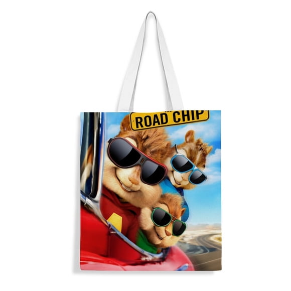 Alvin y los Chipmunks Bolso de tela con estampado de lienzo para mujer, bolsa de compras reutilizable y estética, con cremallera interior, regalo para mujer,40*45cm.