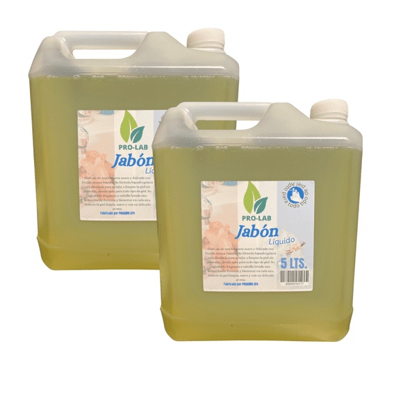 Jabon Liquido ProLab Vainilla PH Neutro 5 Litros Pack 2 Unidades