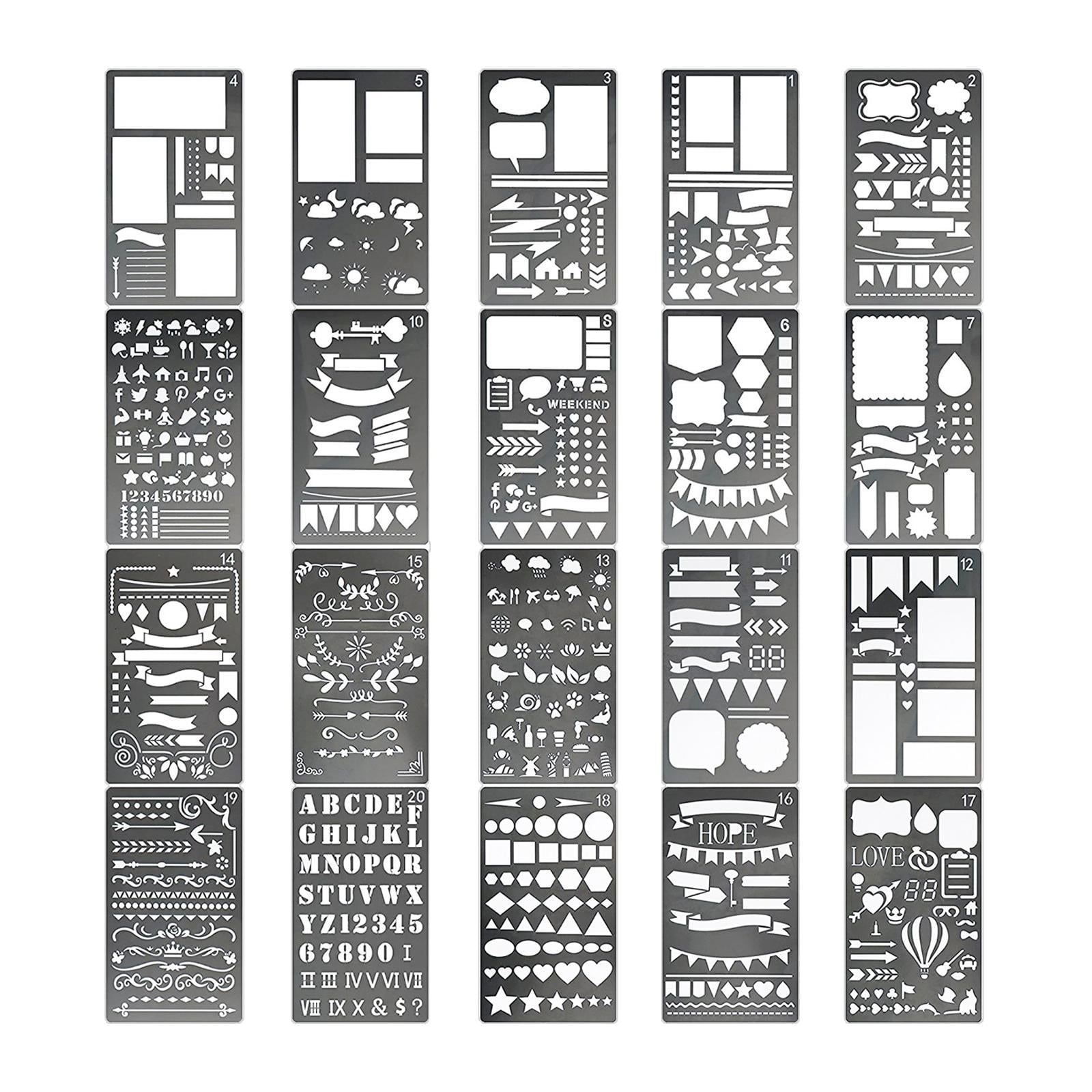 Magideal - 20x Plantillas Para Pintura Artesanal, Plantillas Con Patrones Para Colorear, Plantillas Creativas De Dibujo Mixto Para Álbum, Fabricación De Tarjetas