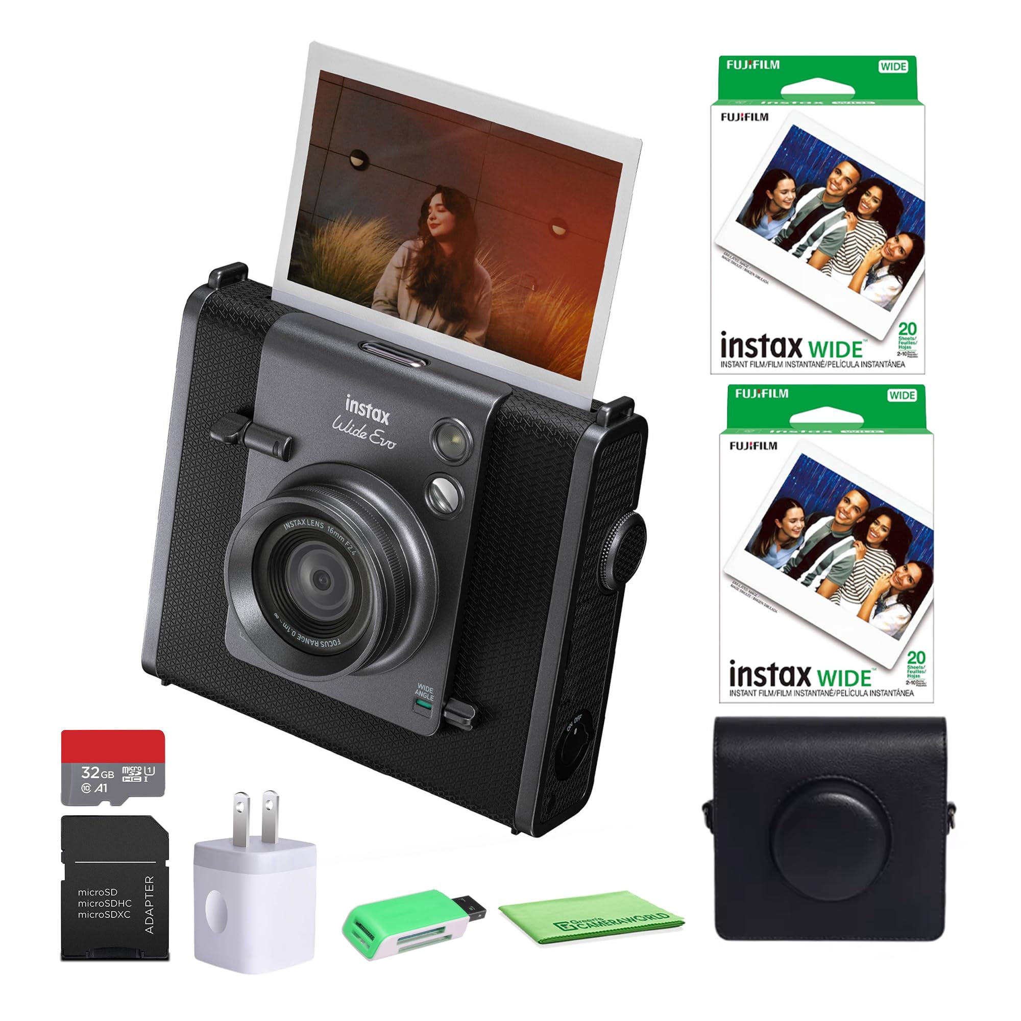 Cámara Fujifilm Instax Wide Evo Hybrid Con Película De 40 Hojas