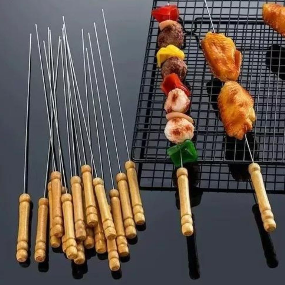 Line - 12 Pinchos Anticucho Acero Barbacoa Parrilla Asado 30Cm