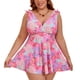 thumbnail image 4 of Agnes Orinda Traje de Baño de Dos Piezas para Mujer de Talla Grande con Nudo, Volantes, Push Up y Espalda Descubierta, Vestido de Playa con Shorts L Rosa Fucsia, 4 of 9