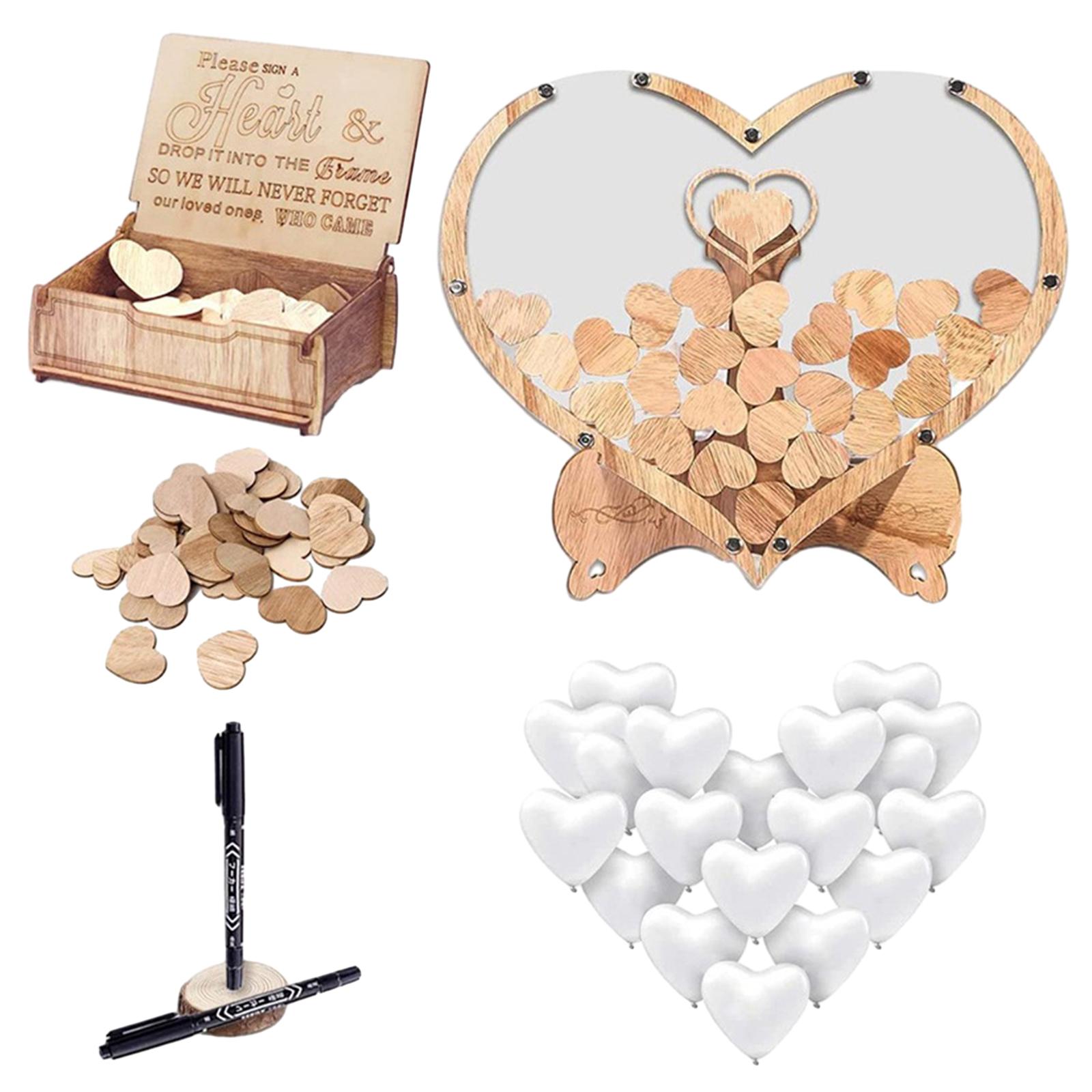 Magideal - Juego De Libro De Visitas De Boda, Marco De Libro De Visitas Con Corazón Con 20 Globos, Buzón De Señal De Recepción Para Cumpleaños, Fiesta, Recepción