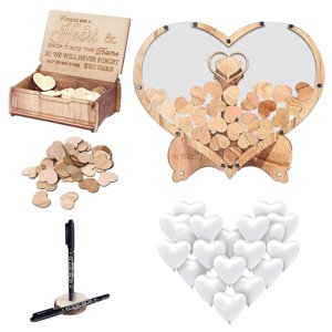 Magideal - Juego De Libro De Visitas De Boda, Marco De Libro De Visitas Con Corazón Con 20 Globos, Buzón De Señal De Recepción Para Cumpleaños, Fiesta, Recepción