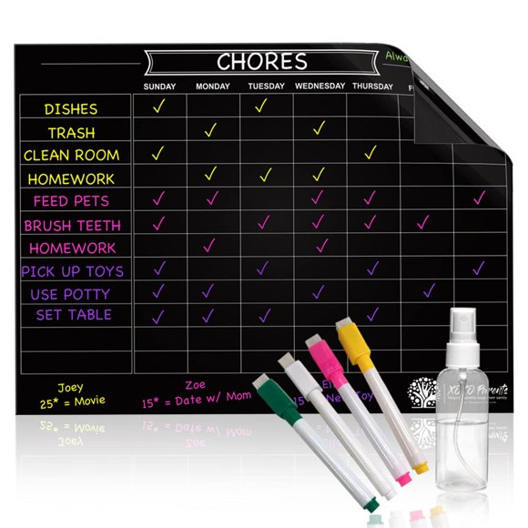 Kit de tablero magnético borrable en seco para tareas del hogar XOXO Parents