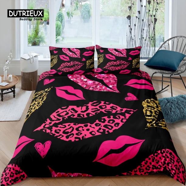 x2118 Bed SheetsHome Living Luxury Sexy Lips Bedding Set Girl Duvet Cover Set Pillowcase Kids Bedding Set and EU/US/AU/UK Size 3-Piece Bedding Set (1 Duvet Cover + 2 Pillow Shams) nj2118