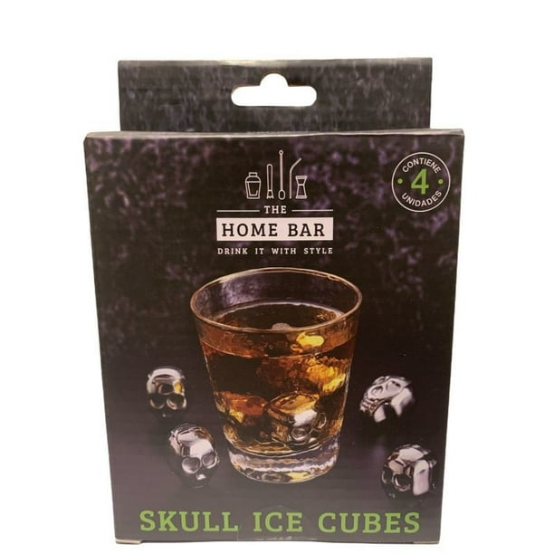 Set De Hielo De Calavera 4 Piezas Acero Inoxidable Plateado