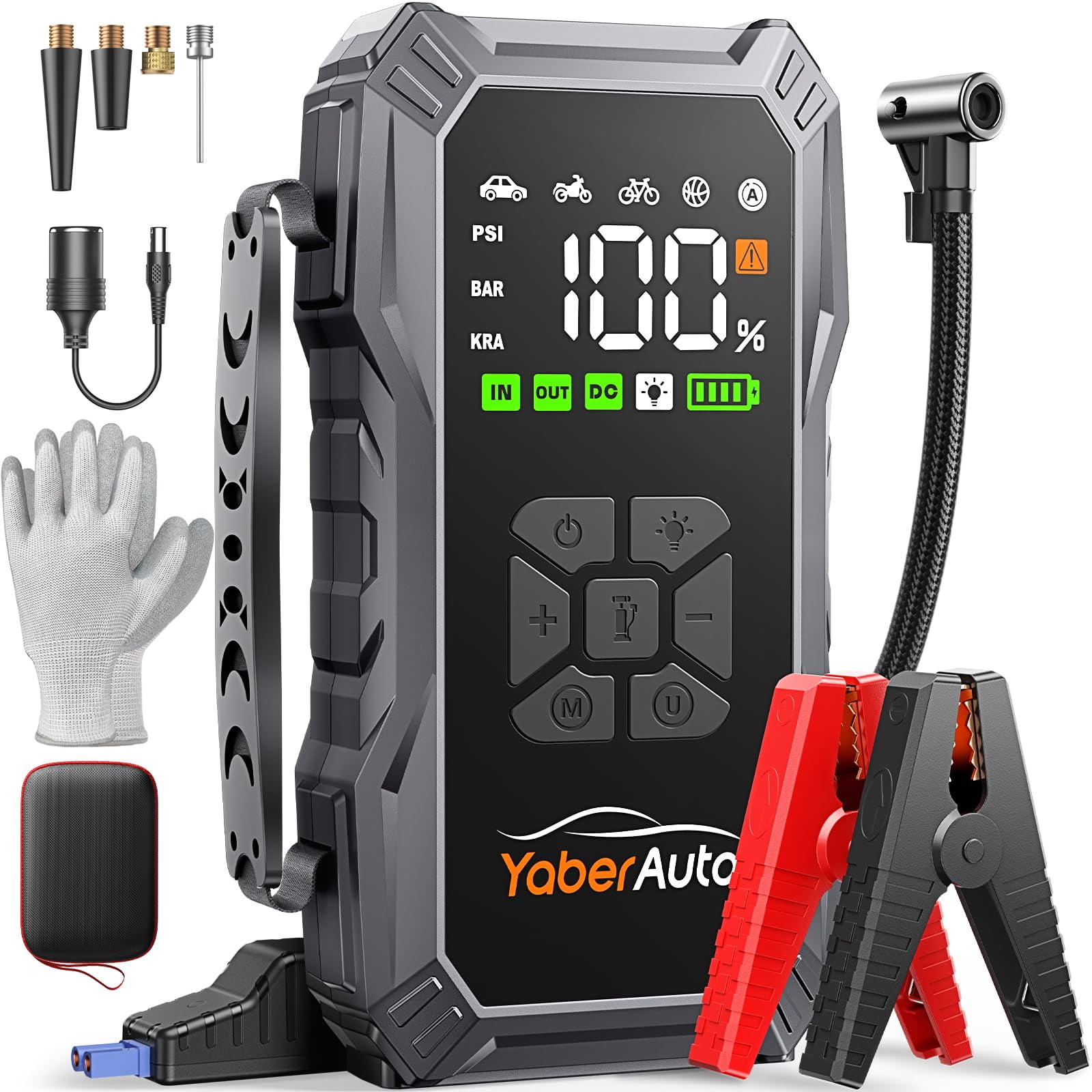Arrancador Yaberauto 6000a Con Compresor De Aire De 150 Psi, 12 V