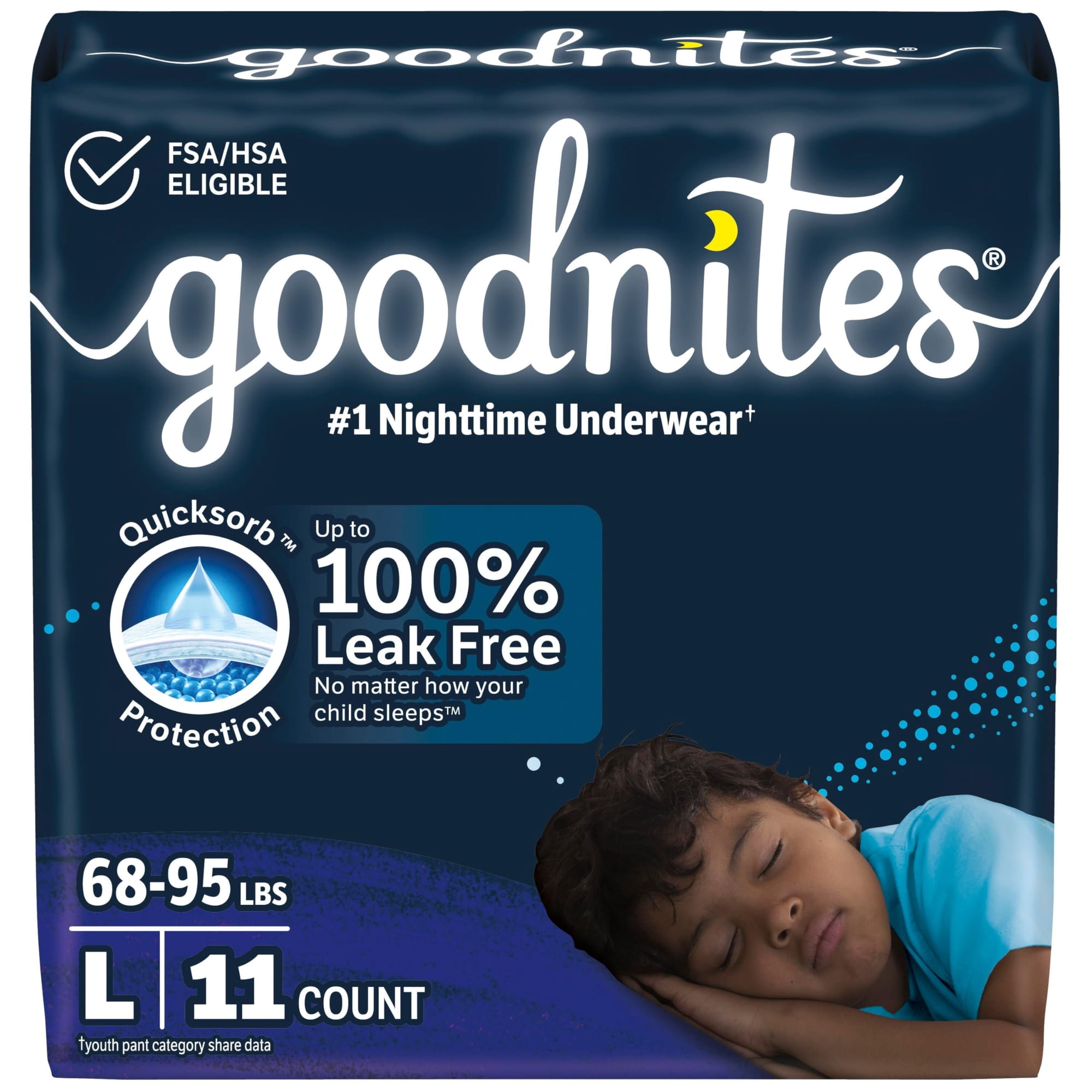 Ropa Interior Goodnites Para Niños, Para La Noche Y Para La Incontinencia Nocturna, Talla Grande, 11 Unidades